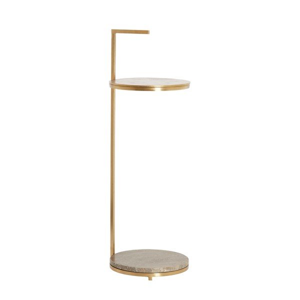 Okrogla stranska mizica z marmorno mizno ploščo ø 26 cm Leda – Light & Living-image-1
