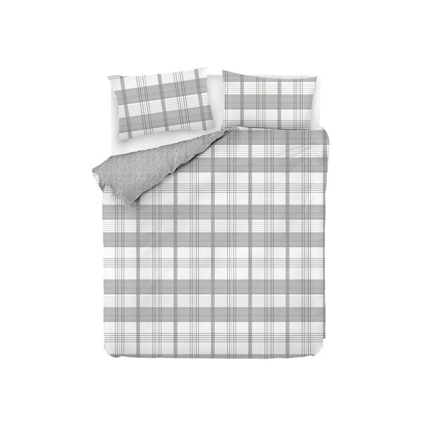 Bela/siva bombažna podaljšana posteljnina za zakonsko posteljo 200x220 cm MyHome – Mijolnir