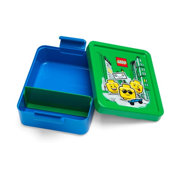 Modra posoda za prigrizke z zelenim pokrovom LEGO® Iconic