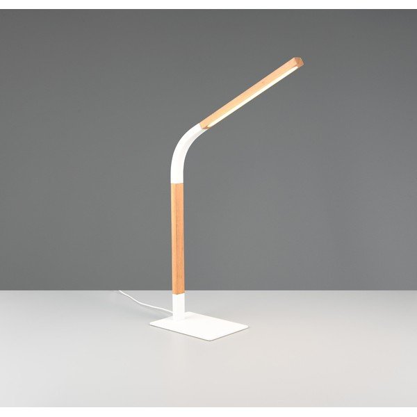 Bela/naravna LED zatemnitvena namizna svetilka z lesenim senčnikom (višina 73,5 cm) Norris – Trio-image-2