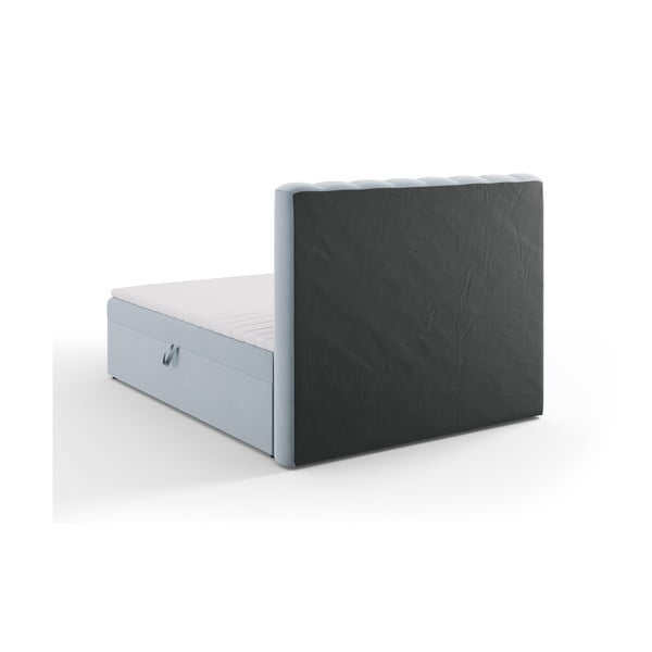 Svetlo modra boxspring postelja s prostorom za shranjevanje 160x200 cm Gina – Milo Casa-image-4