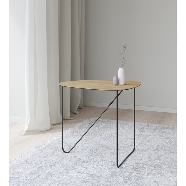 Kovinska klubska mizica v naravni barvi 44x50 cm Curve L Wood – LIND DNA-image-1
