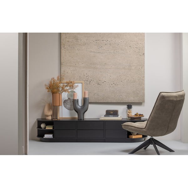 Črna modularna TV omarica iz masivnega bora 75x40 cm Finca – WOOOD-image-1