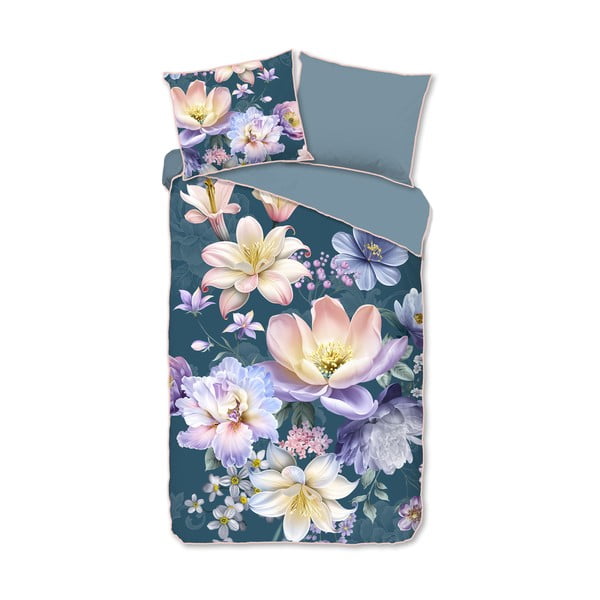 Modra enojna/podaljšana posteljnina iz bombažnega satena 140x220 cm Mirery – Descanso