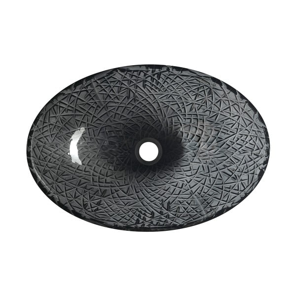 Črn steklen umivalnik 50x36 cm Purus – Sapho-image-2