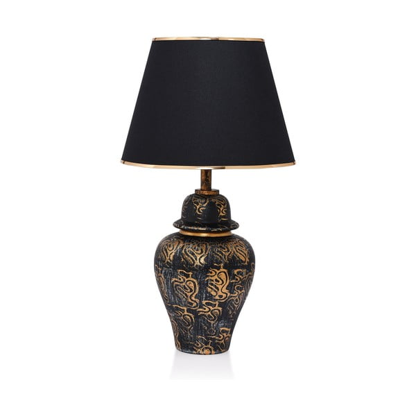 Črna namizna svetilka s tekstilnim senčilom (višina 54 cm) Derin – Opviq lights