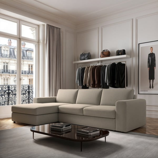 Bež kotna sedežna garnitura (levi kot/z ležalnikom) Baga – Rodier-image-1