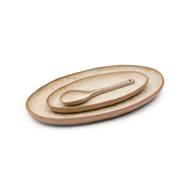 Bež servirni keramični krožniki v kompletu 3 ks Zunel – Kave Home