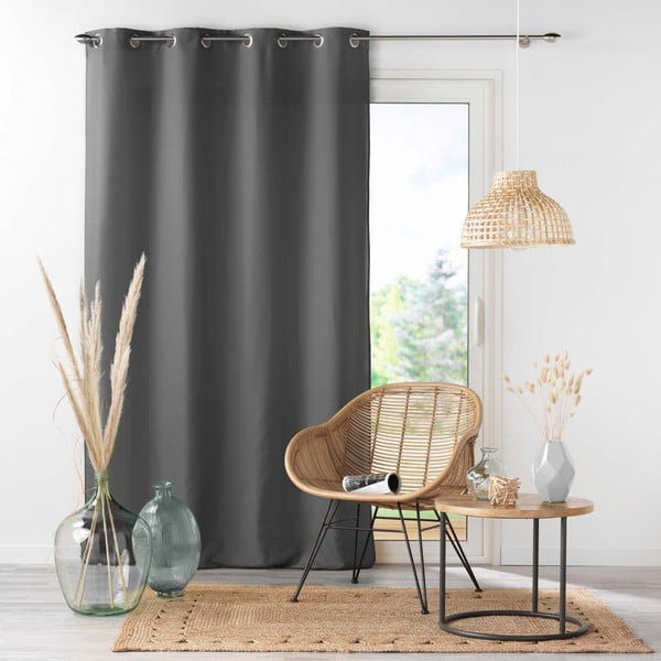 Antracitno siva zavesa iz mikrovlaken 140x280 cm Absolu – douceur d'intérieur-image-3