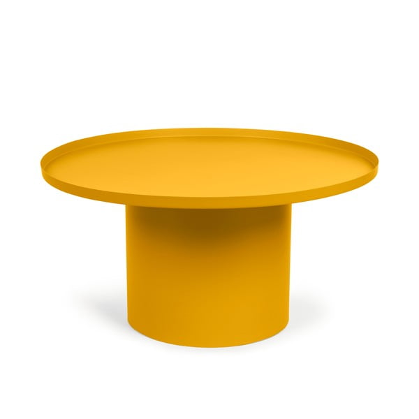 Gorčično rumena kovinska okrogla mizica ø 72 cm Fleksa – Kave Home