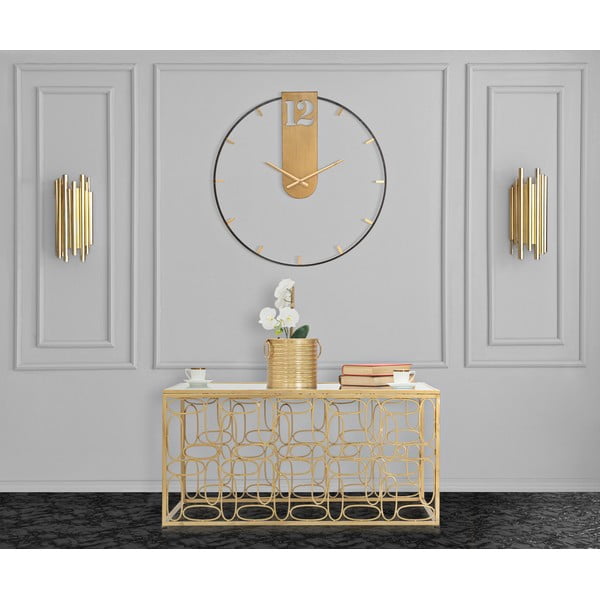 Črna stenska ura z detajli v zlati barvi Mauro Ferretti Goldy, ø 60 cm-image-1