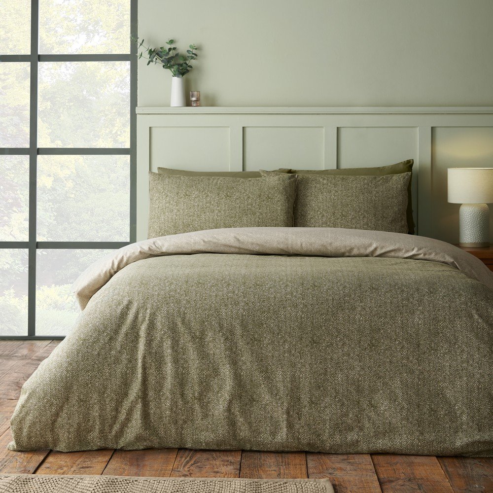 Enojna flanelna posteljnina Brushed Herringbone