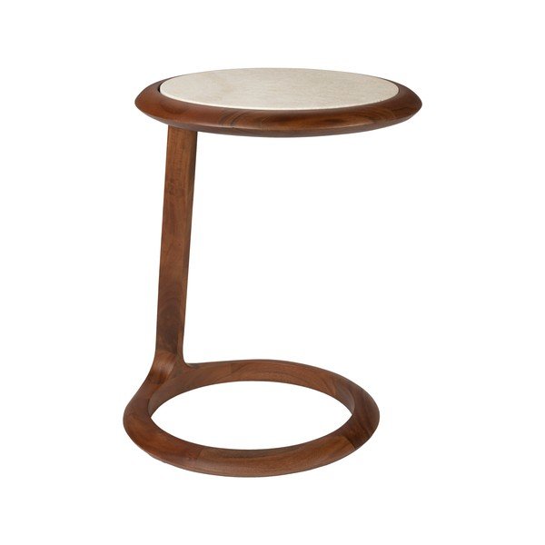 Okrogla stranska mizica s kamnito mizno ploščo 41x45 cm Doppio – Zuiver