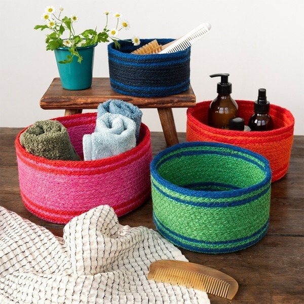 Košare v kompletu 4 ks iz jute ø 23x11 cm – Rex London-image-1