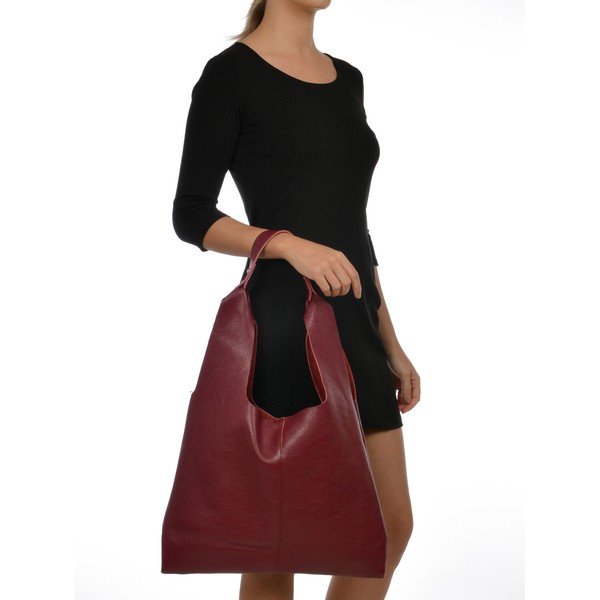 Bordo rdeče usnje Sofia Cardoni Hobo torbica-image-2