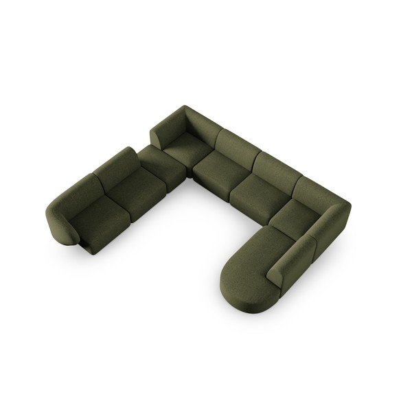 Zelena kotna sedežna garnitura iz šenilje (levi kot/v obliki črke "U") Paolo – Milo Casa-image-1