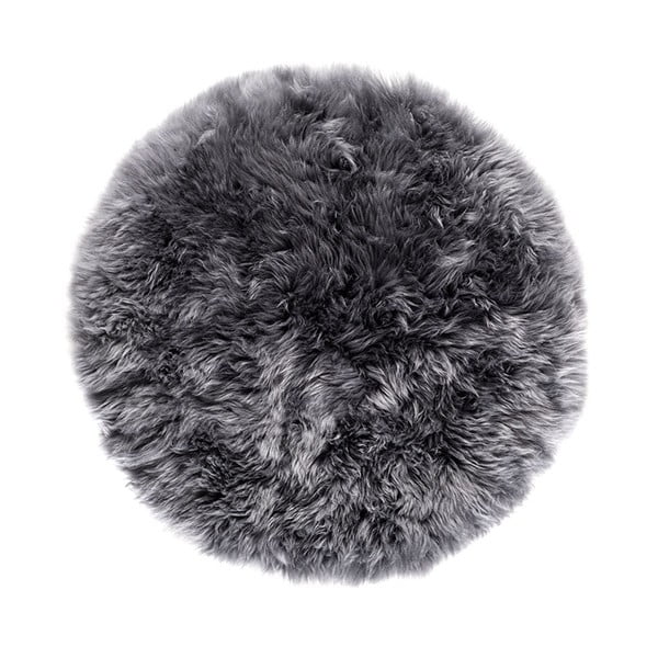 Siva preproga iz ovčje kože Royal Dream Zealand, ⌀ 70 cm