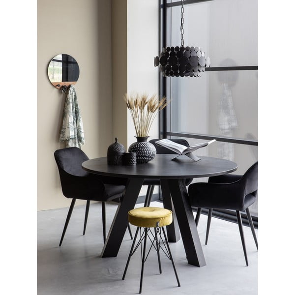 Črni oblazinjeni jedilni stoli v kompletu z nasloni za roke 2 ks Jelle – WOOOD-image-1