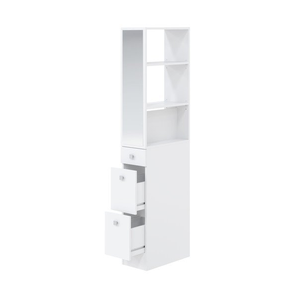 Bela visoka kopalniška omarica z ogledalom 24x180 cm Combi - TemaHome -image-3