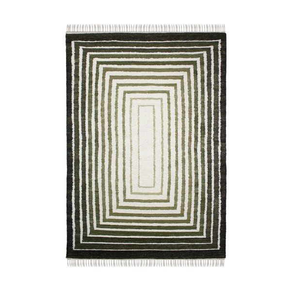Zelena ročno tkana preproga iz mešanice volne 160x230 cm Boucle Frame – Flair Rugs