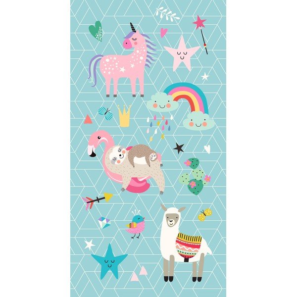 Modra otroška žametna brisača za na plažo 75x150 cm Moody – Good Morning