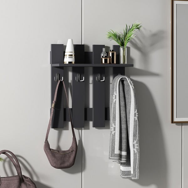 Črni stenski obešalnik Utica - Kalune Design-image-4