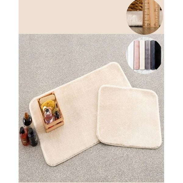 Kremno bele kopalniške preproge v kompletu 2 ks 50x90 cm Plush – Mila Home-image-2