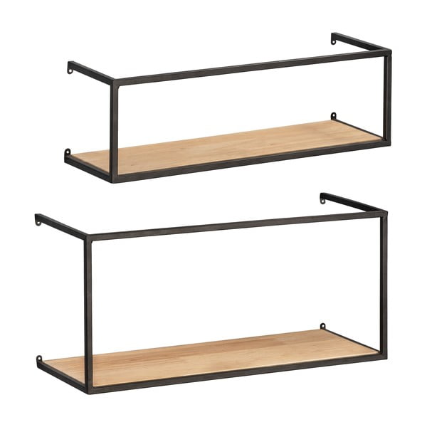 Komplet 2 borovih polic s črno kovinsko konstrukcijo Wenko Pieces, dolžina 55 cm-image-2