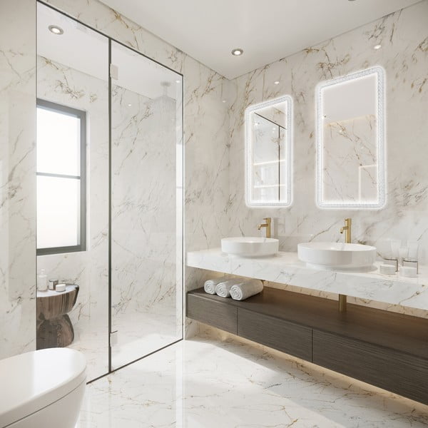 Stensko ogledalo z lučjo 37x70 cm Yuna – Mirrors and More-image-1