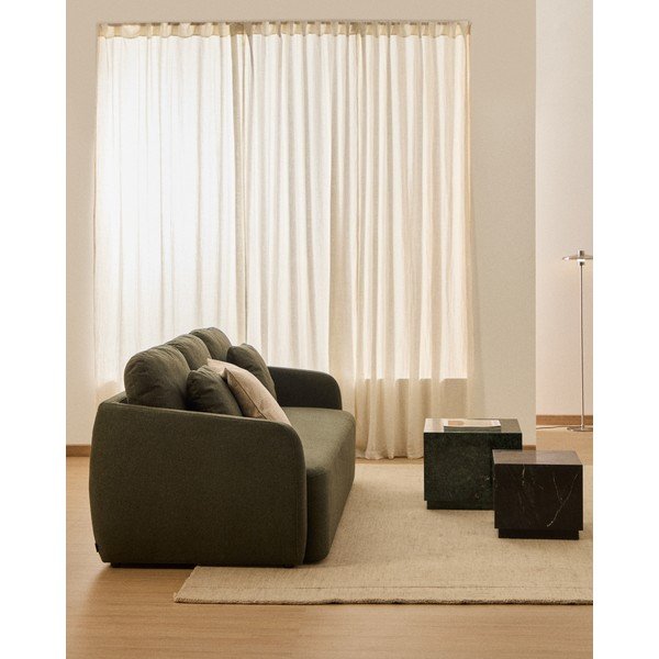 Temno zelena raztegljiva sedežna garnitura iz šenilje 218 cm Laira – Kave Home-image-1
