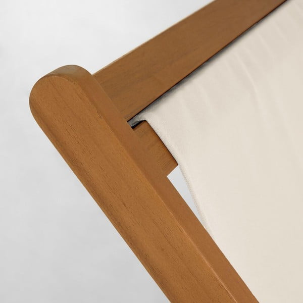 Kremno bel zložljiv ležalnik za plažo iz akacijevega lesa Kave Home Adredna-image-1