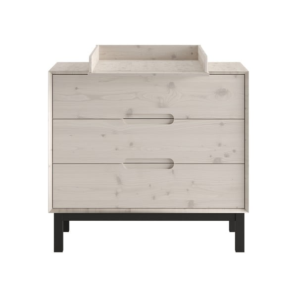 Bela nizka otroška komoda iz masivnega bora 100x91 cm Country – Pinio-image-4