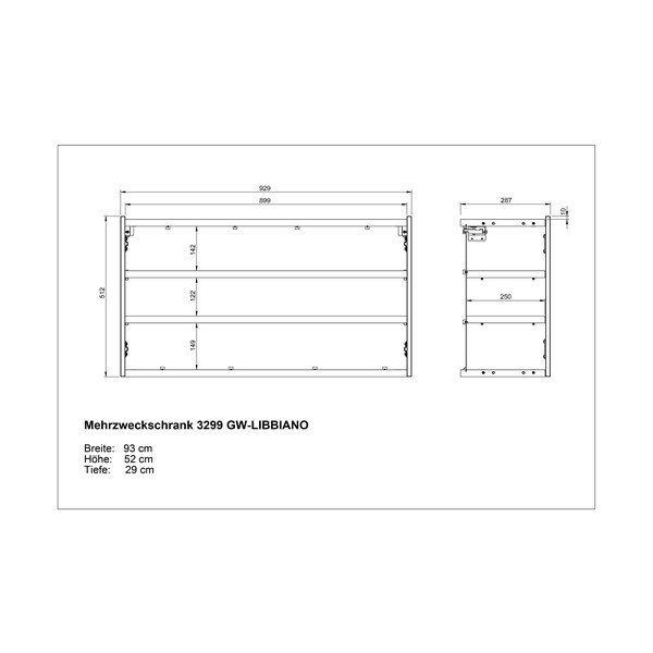 Kremno bela stenska omarica v hrastovem dekorju 93x52x29 cm Libbiano – Germania-image-4