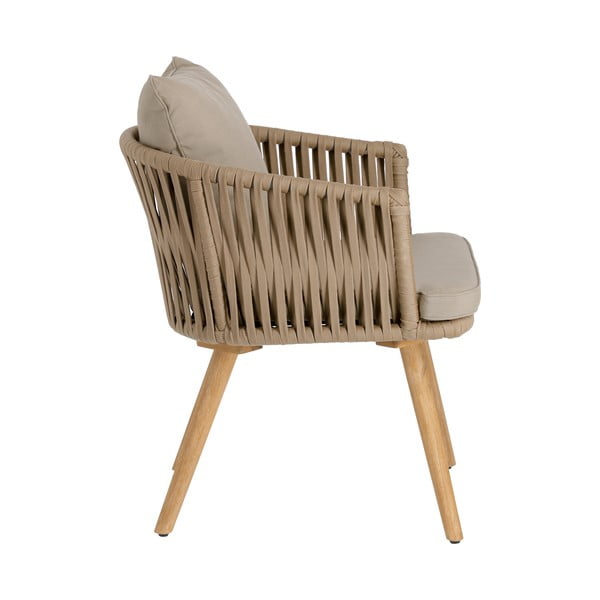 Vrtni stol iz akacijevega lesa z bež oblazinjenjem Kave Home Hemilce-image-2