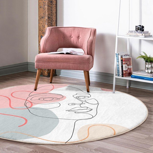 Bela pralna okrogla preproga primerna za robotski sesalnik ø 120 cm Comfort – Mila Home-image-4
