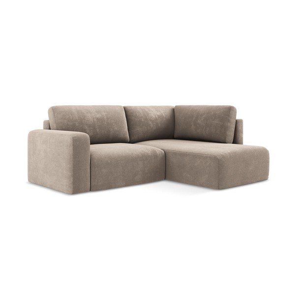 Bež raztegljiva/s prostorom za shranjevanje kotna sedežna garnitura iz šenilje (desni kot/v obliki črke L) Kona – Makamii-image-2