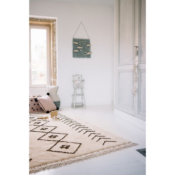 Kremno bela pralna ročno tkana bombažna preproga 170x240 cm Bereber Rhombs – Lorena Canals-image-3