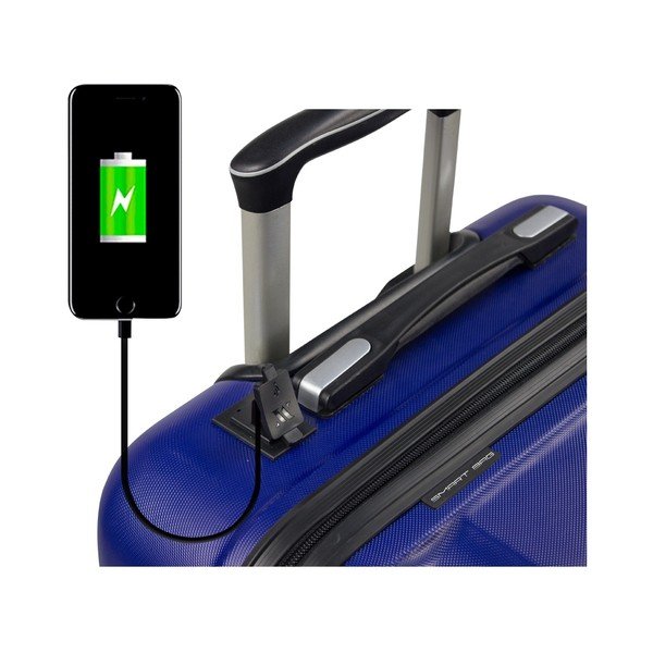 Komplet 2 modrih potovalnih kovčkov na kolesih z vrati USB My Valice LASSO Cabin & Large-image-3