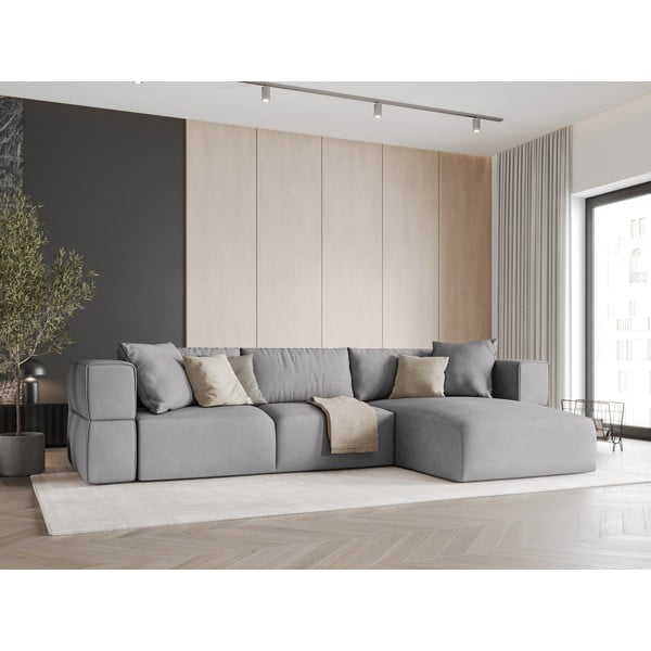 Svetlo siva kotna sedežna garnitura (desni kot) Esther – Milo Casa-image-1