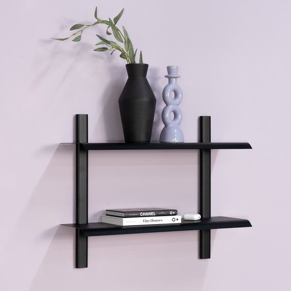 Črna večnivojska kovinska polica 60 cm Hola – Spinder Design-image-1