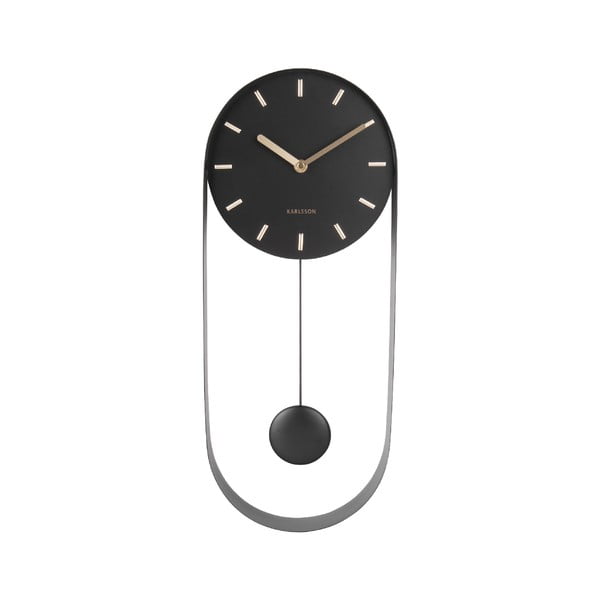 Črna stenska ura z nihalom Karlsson Charm-image-1
