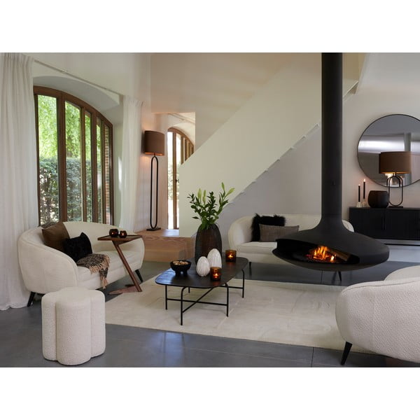 Kremno bel tabure iz tkanine bouclé Nalani – Light & Living-image-1