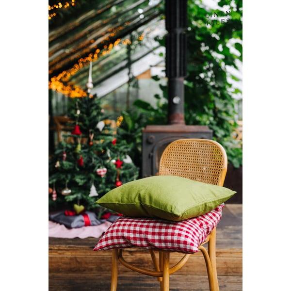 Lanena prevleka za blazino 50x50 cm Red Gingham – Linen Tales-image-4