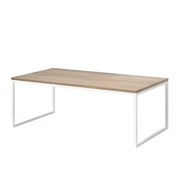 Kavna mizica s hrastovim vrhom in belimi nogami MESONICA Eco, 110 x 60 cm