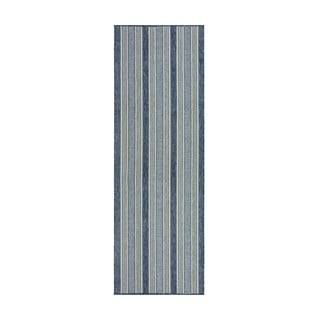 Zelenomodra notranja in zunanja preproga 80x230 cm Roma Stripe – Flair Rugs
