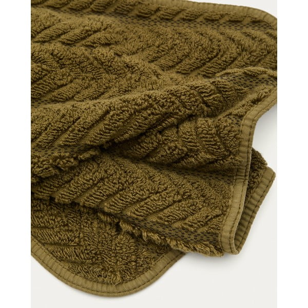Zelena frotirna bombažna brisača 30x50 cm Rune – Kave Home-image-2