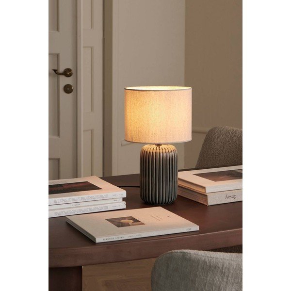 Siva/bež tekstilna namizna svetilka (višina 36 cm) Mizu – Ellos Home-image-1