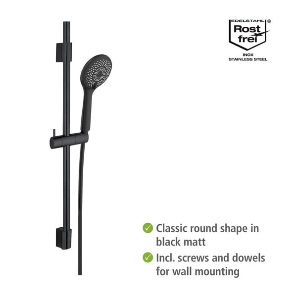 Črna tuš garnitura iz nerjavečega jekla 70 cm Water Saving – Wenko-image-3