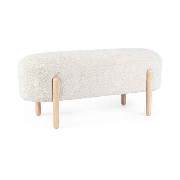 Kremno bela oblazinjena klop iz tkanine bouclé Dayla – Bizzotto-image-2