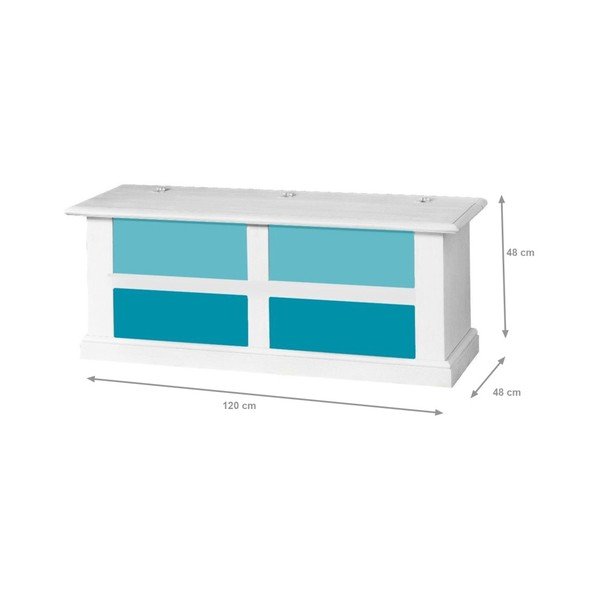 Bela skrinja z modrimi predali Evergreen House Chest-image-1